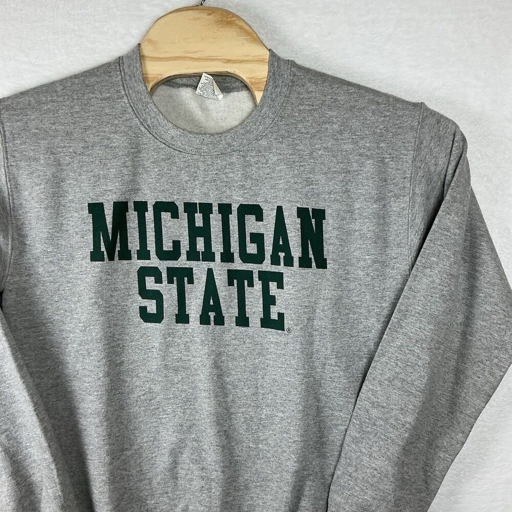 Michigan State Spartans Crewneck Sweatshirt Gray Gildan Heavy Blend *SMALL* READ